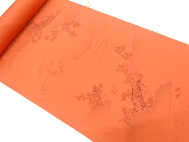 JAPANESE KIMONO / ANTIQUE AUTUMN LEAVES / BOAT / BRIDGE PATTERN RUNNIN